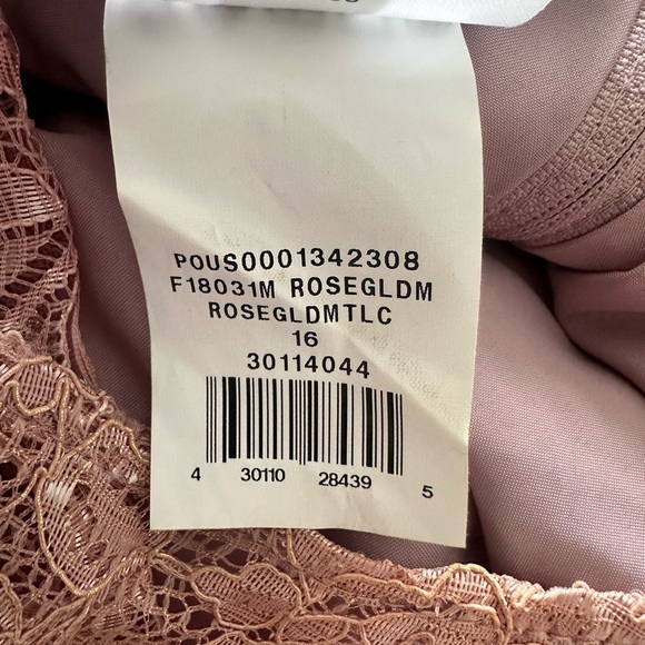 David's Bridal Rose Gold Metallic A Line Lace Overlay Sleeveless Dress Size 16 - Picture 9 of 9